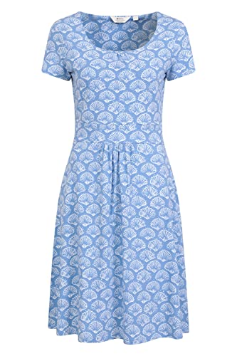 Mountain Warehouse Orchid Patterned Womens UV Dress - UPF40 Beach Dress, Lightweight Ladies Dress, Pockets, Durable Day Dress - for Spring Summer, Travelling, Poolside Light Blue Women's Size 16