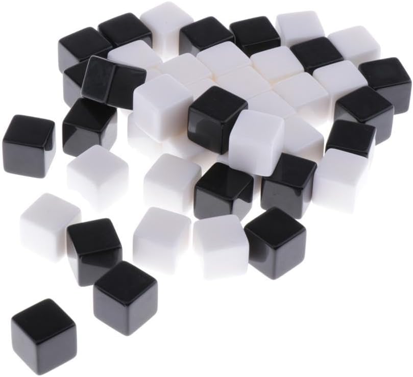 50 Square Edge Blank Dices D6 Black White RPG Playing Dice
