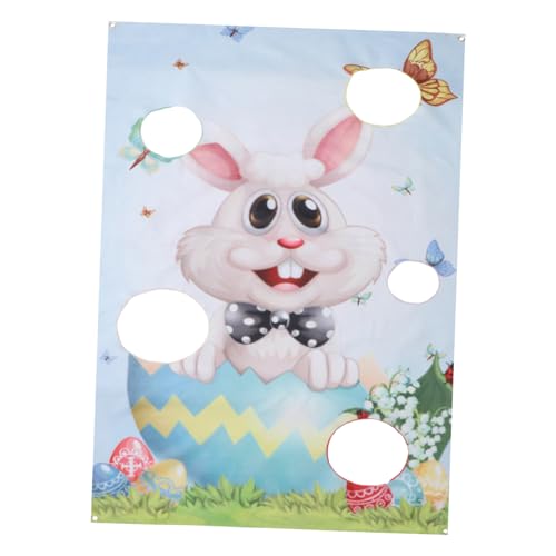 Kisangel Wurfspiel Flagge mit Hasen & Eierdruck Outdoor Spiel Zubehör für Jungen & Mädchen Lustiges Sandbag Toss Spiel für Ostern Party Dekoration
