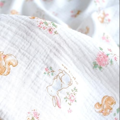 Cotton Fabric 63'' Width Printed Double Gauze Cotton Fabric for Apparel, Swaddles, Crafts, Home, Photoshoots, DIY, Cut by The Yard (Forest Whispering)