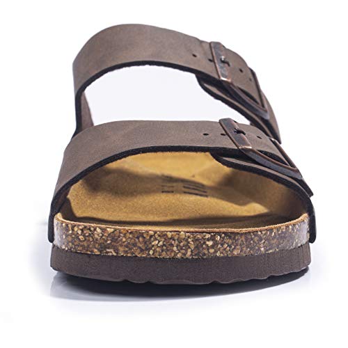 Fitory Mens Sandals, Arch Support Slides With Adjustable Buckle Straps And Cork Footbed Brown Size 10 thumb #1
