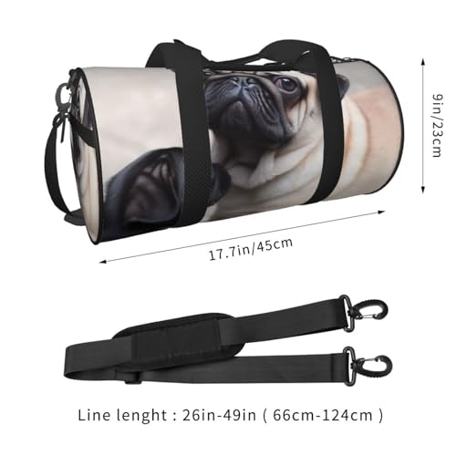 Travel Duffel Bag Sports Gym Bag With Shoes Compartment,Lightweight Overnight Weekender Bag Cute Pet Pug Yoga Gym Sports Bag For Men Women3