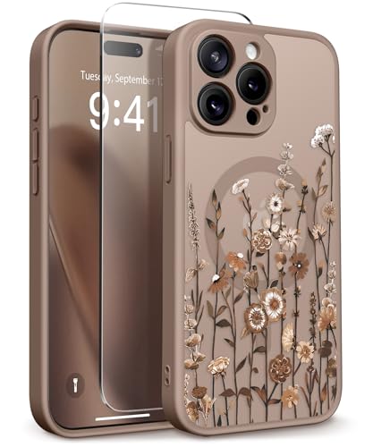 GVIEWIN for iPhone 15 Pro Max Case Compatible with MagSafe Screen Protector