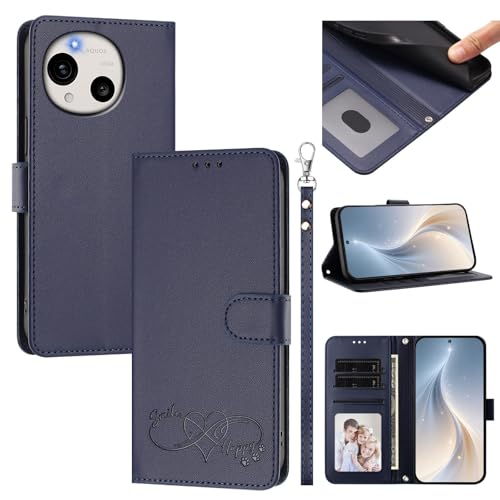 Jiajihua Cover Compatible with Sharp Aquos R11 Phone Case【Card Cash Slot Wallet Design Flip Kickstand Drop Protection】 Blue