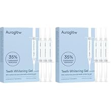 Auraglow 35% Teeth Whitening Gel for Trays, Retainers & Aligners Dentist Strength Carbamide Peroxide Whitener, 30 Treatments, 3 Syringes 5mL Pack of 2