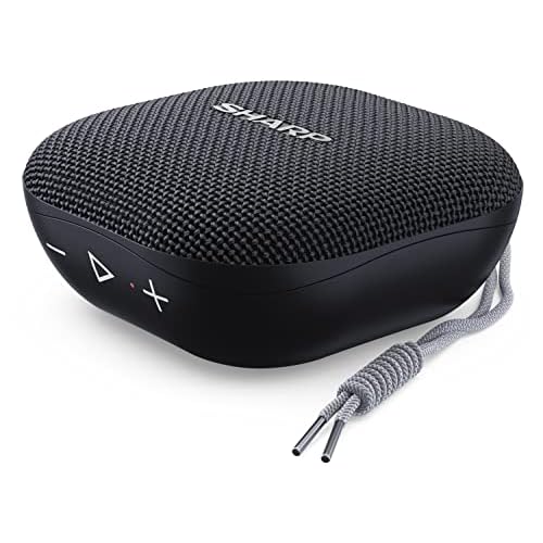 Sharp GX-BT60 (BK) Tragbarer Bluetooth-Lautsprecher, 20 Stunden Spielzeit /Staub-Spritzwassergeschützt/ Mikrofon für Telefonate, Google & Siri - Schwarz