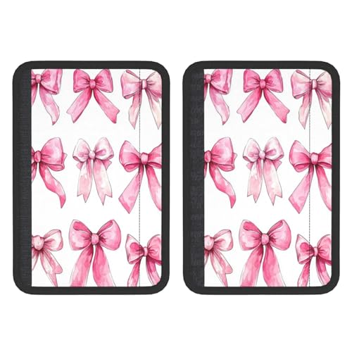 Watercolor Style 9 Pink Bows Car Seat Belt Cover 2 Pack Seatbelt Strap Shoulder Pad Protector Universal Comfort for Car