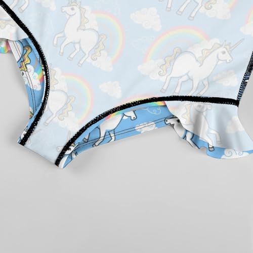 Image of Girls One Piece Swimsuit Cute Alpacas Hearts Stars Ruffles Swimwear Bathing Suits 3-12 Years