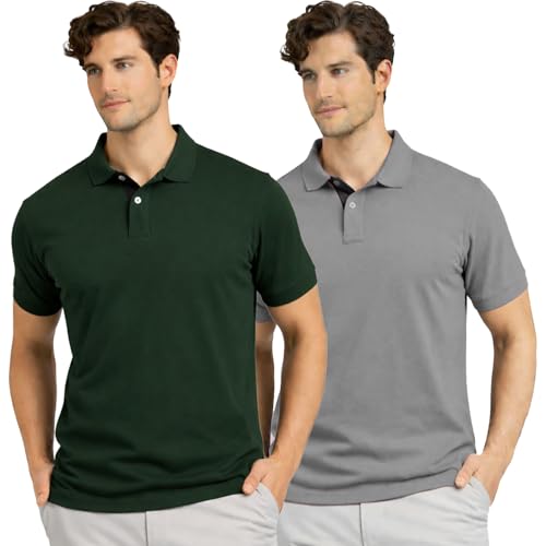 Image of Men's Premium Cotton Pique Polo T-Shirt, Classic Fit Short Sleeve Casual Summer Shirt, Soft & Breathable Fashion Polo