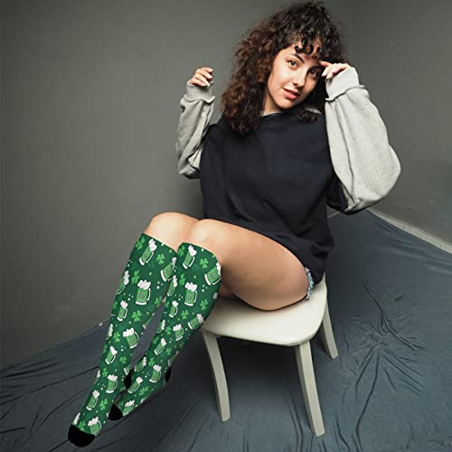Knee High Socks for Girls Liner Socks for Girls Tall Boot Sock Cute Green beer and clover St. Patrick's Day Sock4