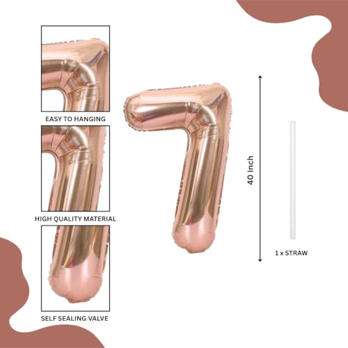 Image of Wanna Party Numerical 7 Rose Gold Balloon for Birthday and Anniversary Party | Large Foil (40inch)