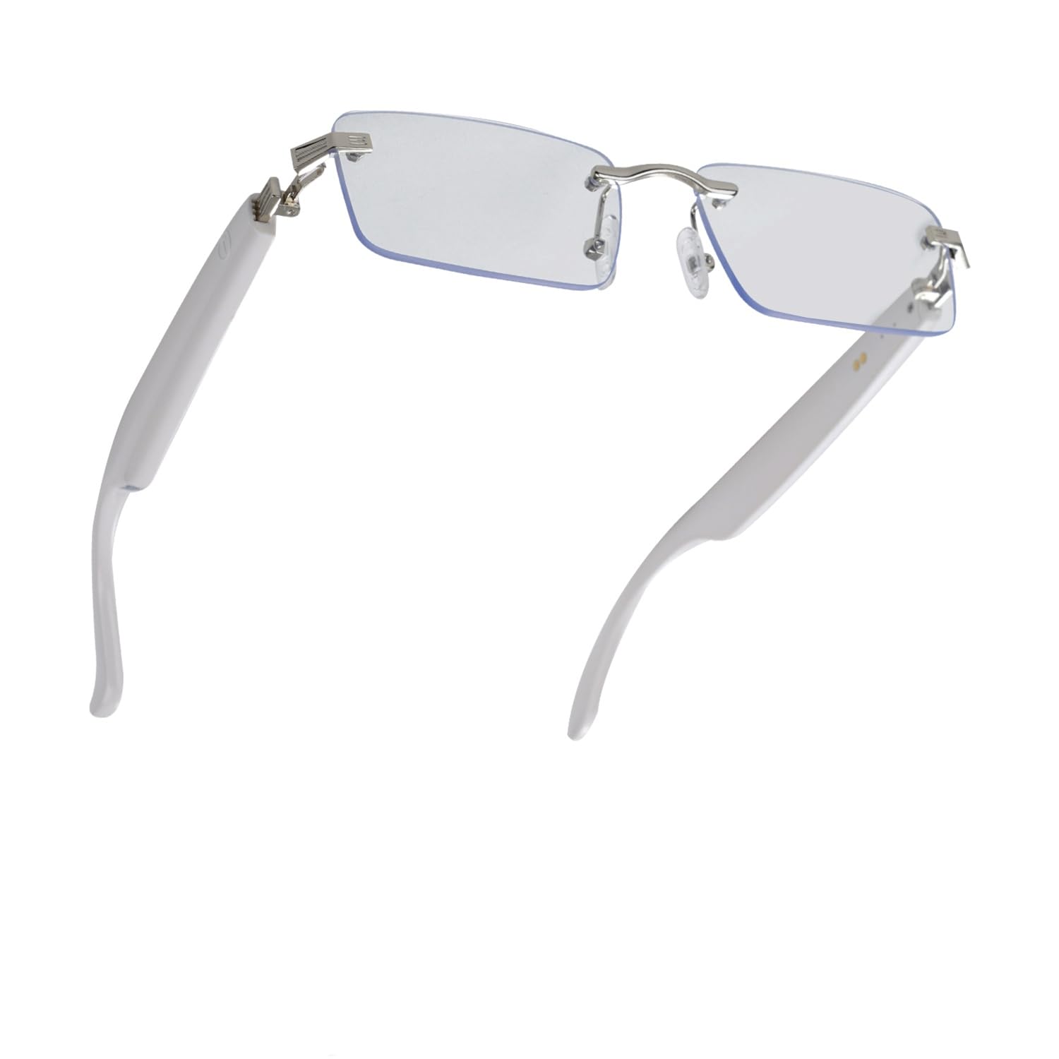 AI Translation Glasses, Bluetooth Eyeglasses with Real-Time Translator for 164 Languages, Photochromic Spring Hinge Bluetooth Glasses with Speakers, Rimless Smart Glasses for Travel/Work/Study(Silver)-image-10