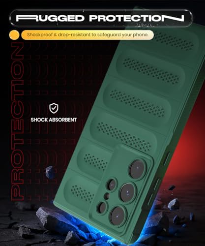 Image of WOW IMAGINE Ultimate Silicone Back Cover Case for Samsung Galaxy S24 Ultra 5G | Heat Dissipation Thin Soft TPU | 360 Camera Protection | Breathable Cooling Holes - Forest Green