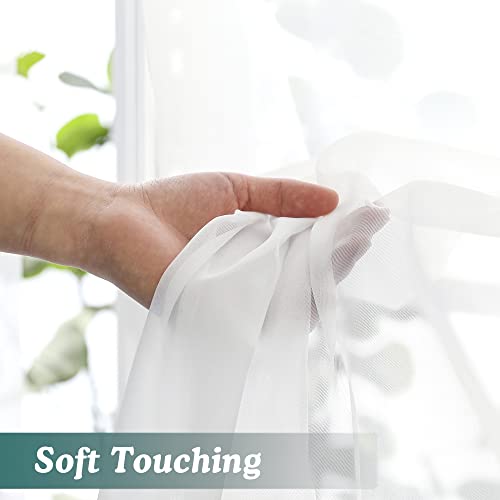 Image of Chyhomenyc White Sheer Curtains 54 Inch Long 2 Panels - Light Filtering Window Curtains for Living Room, Modern Soft Airy Voile Rod Pocket Bedroom Drapes, 59Wx54L Inch