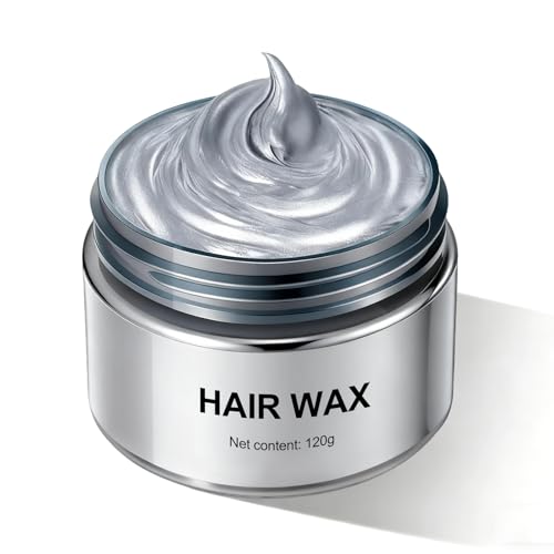 #VerdientProvisionen<br>Haarfarbe Grau Silbergraues Haarwachs TemporäR 120 G Instant Hair Color Wax Mit NatüRlichem Look Unisex Styling Pomade FüR MäNner Frauen Auswaschbare HaartöNung FüR Party Cosplay
