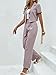 SweatyRocks Women's 2 Piece Outfits Short Sleeve Cropped Lapel Blazer with Dress Pants Set Dusty Pink M