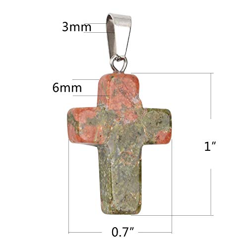 Keyzone Wholesale 20 Pieces Cross Shape Stone Pendants Chakra Beads Crystal Quartz Healing Charms For Diy Necklace Jewelry Making, Assorted Color #TOP5