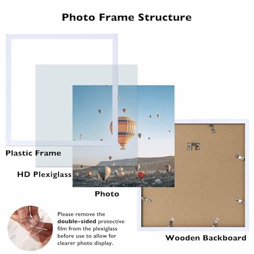 Image of JCJMY 13x13 Picture Frame White for Wall Hanging, Wall Mounting Horizontally or Vertically, 13 x 13 Square Wall Gallery Poster Photo Frame with Shatter Resistant Plexiglass, White
