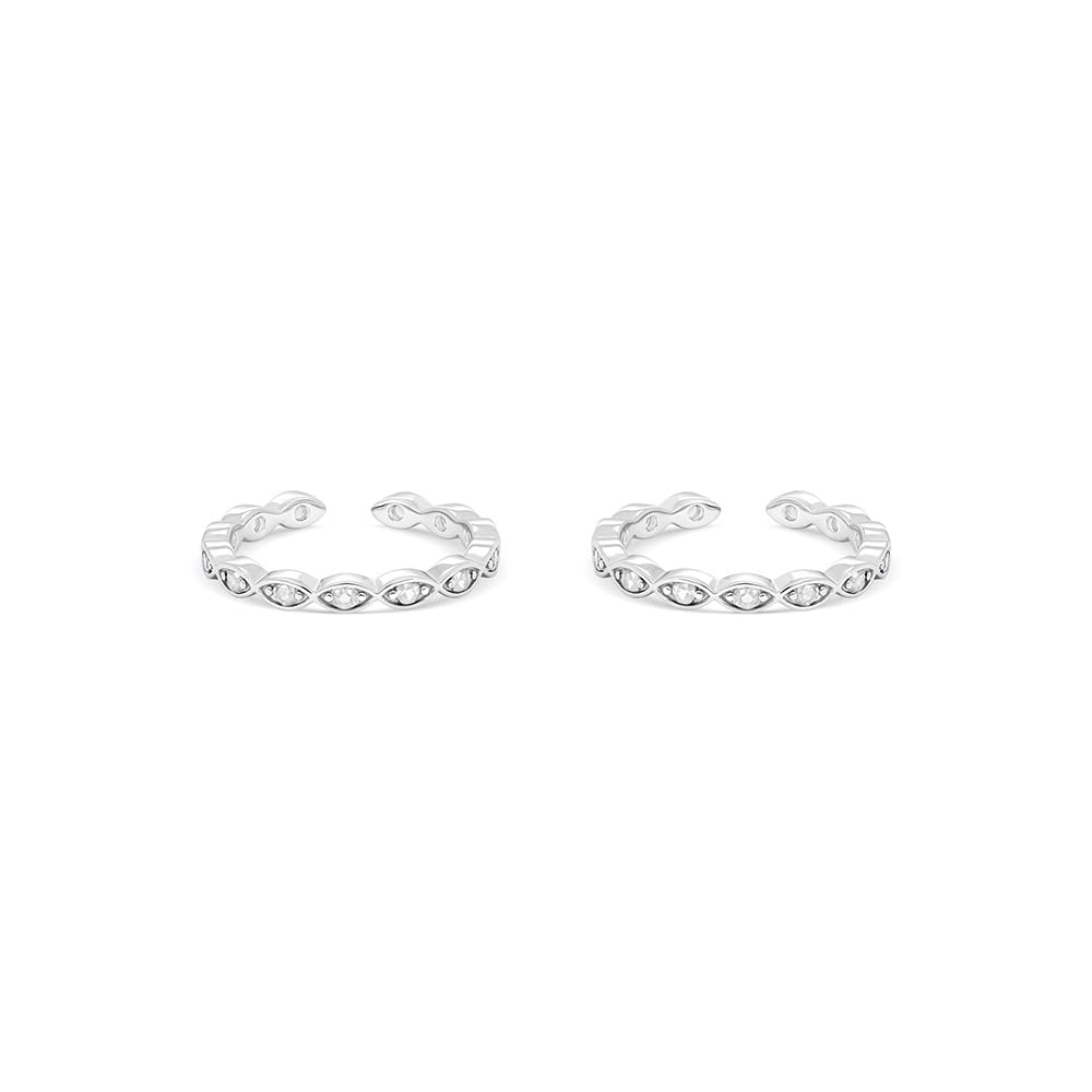 Pure 925 Silver Emerelle Toe Ring for Women | Adjustable Marquise Green CZ Design | Polished Silver Finish | Elegant Gemstone Toe Ring | Jewelry Gift for Her