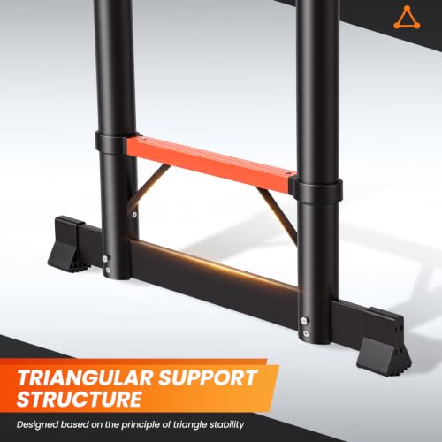 Image of Telescoping Ladder 12.5 FT A Frame, Extension Multi-Purpose with Balance Bar Heavy Duty 330 lbs Max Capacity for Home and Outdoor Work, Orange