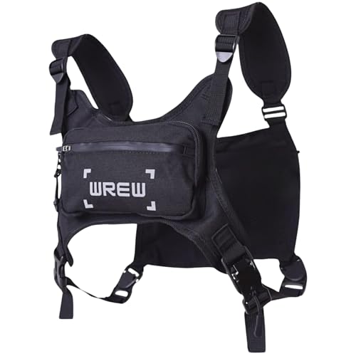 WREW Bolsa de peito resistente à água para homens - Mochila minimalista para treino - Bolsa transver