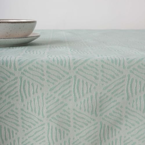 BELUM | Mantel Antimanchas Jacquard Tamaño 100x80 cm - Mantel Antimanchas Tacto Extrasuave Color Turquesa - Mantel Tejido 70% algodón - 30% Poliester Modelo 31990C