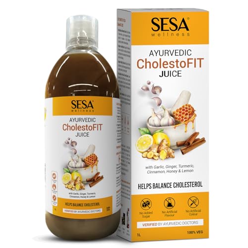 Image of SESA Ayurvedic CholestoFIT Juice - 1L | With Lemon, Honey, Garlic, Ginger & Apple Cider Vinegar | Supports Healthy Heart & Cholesterol Balance | 100% Ayurvedic & Sugar-Free