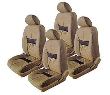 Hi Art Leatherite Custom Fit Front and Rear Car Seat Covers Compatible with Maruti Suzuki Swift Dzire [2013-2016], Beige and Black