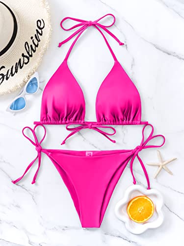 Image of Bikinis Swimsuit Set for Women Swimwear Triangle Bathing Suit Tie String Thong