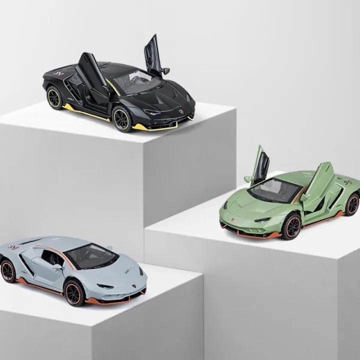 Image of WORSHIPER 1:35 Scale LP780-4 Style Alloy Diecast Car Model with Sound & Light, Pull Back Metal Toy Car with Openable Doors, Kids Birthday Gift & Car Lovers Collection[Multicolor] [Pack of 1]
