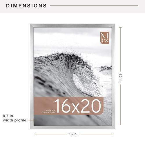 Image of MCS Foundation 16x20 Poster Frame Traditional Silver, Vertical & Horizontal Wall Hanging Large Picture Frame for Photos, Posters & Art Prints (1-Pack)