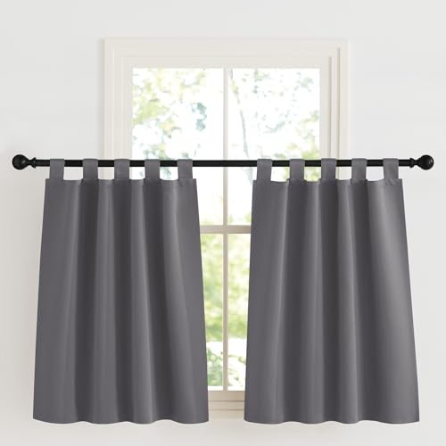 KGORGE Rideaux Occultant Court - Rideau Cuisine, Lot de 2 Opaque Draperies Intérieurs Anti UV Anti Lumiere Decoration pour Petite Fenetre Porte Armoires Placard avec...