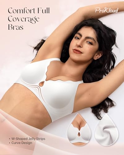 Image of ProKloud Bras for Women No Underwire Wireless Jelly Bras Full Coverage Seamless Push Up Bralettes Support Tshirt Bra