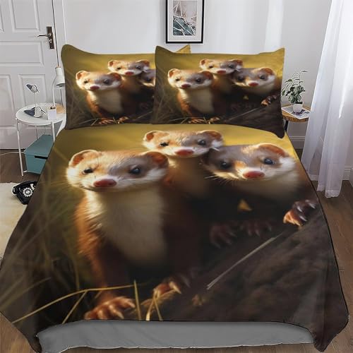 DDFRTYY Ropa de cama de visón transpirable y cómoda, con cremallera, funda nórdica de 3 piezas + funda de almohada doble (200 x 200 cm)