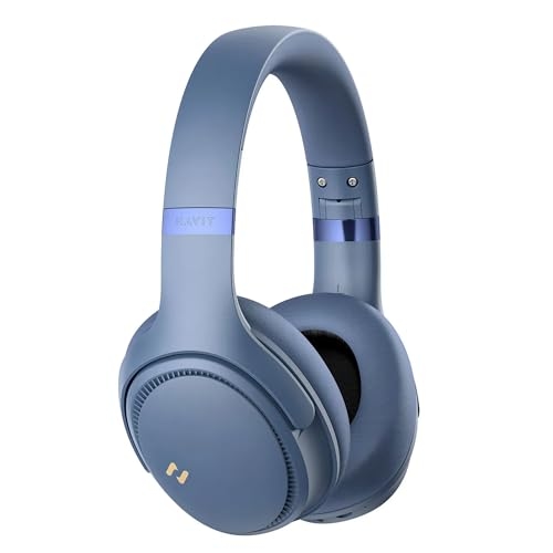 Fone de Ouvido Sem Fio Havit H630bt Bluetooth, Até 55 Horas de Duração da Bateria Azul
