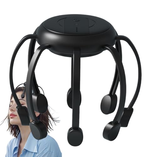 Head Massager, Vibrating Octopus-Shaped Scalp Massager with 8 Detachable Claws, 360° Electric Scratcher for Deep Muscle Relaxation, Stress Relief, and Hair Stimulation