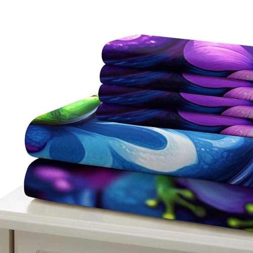 Housse de couette grenouilles 135x200cm parure lit microfibre