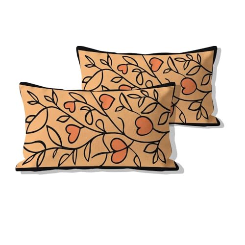 Housse de coussin extérieure imperméable 50x80cm orange abstrait lot de 2