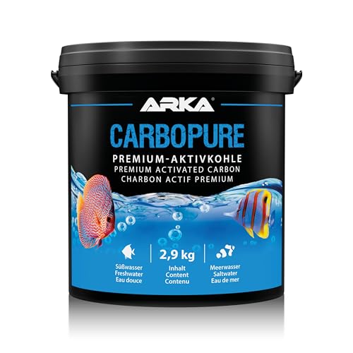 Aktivkohle Aquarium 5 L / 2,9 kg – für klares Wasser bei Trübung, Medikamentenresten & Farbstoffen – für Süß- & Meerwasser – säuregewaschen & dampfaktiviert – ARKA Carbopure