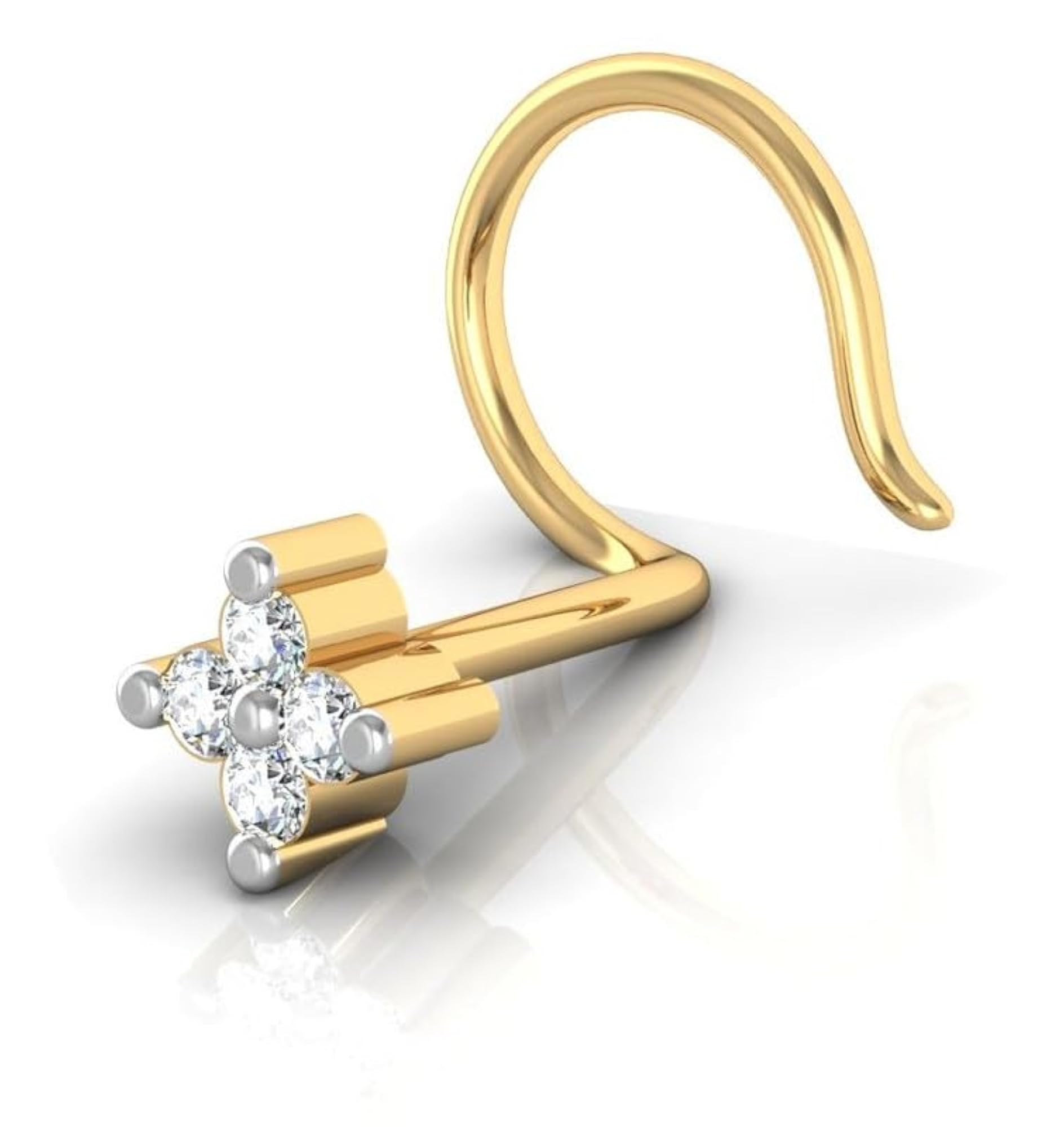 9K BIS Hallmarked Yellow Gold Stud Nosering