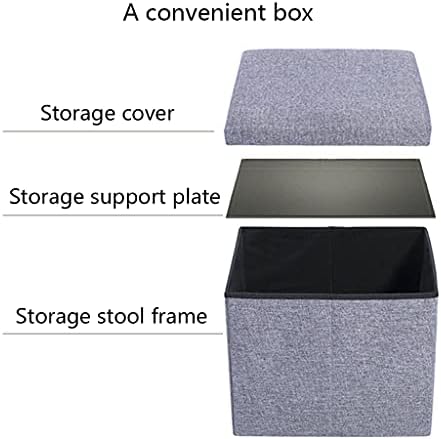 Compact Grey Folding Storage Bench Cube Stool - Versatile Footrest for Home, Hallway, Living Room - Space-Saving 15x9x9 Inch Organizer for Shoes & Essentials