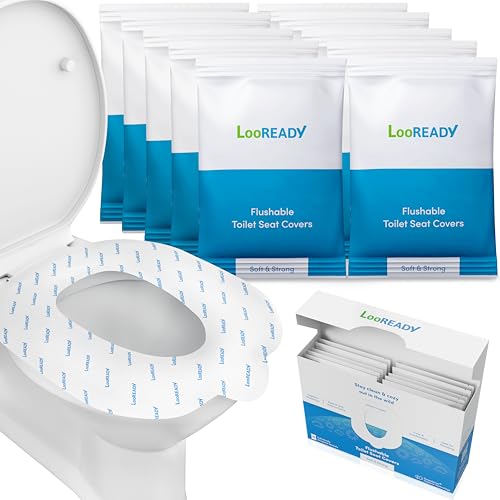 Toilet Seat Covers Disposable Flushable - Regular Size (16x19) - Travel Size Individually Wrapped Soft & Strong Pocket Size for Public Restrooms at the Office for Commuters or Holiday (10 Pack)