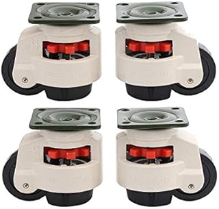 KATSU Castor Wheels Set 4Pcs, 100KG Loading Capacity, Retractable Machine Moving Levelling Swivel Plate Casters GD-40F for Heavy Machinery, Workbench, Welding Table 5505644