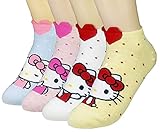 JJMax Women's Hello Kitty Cute Cotton Blend Ankle Socks Set (Lovely Kitty)