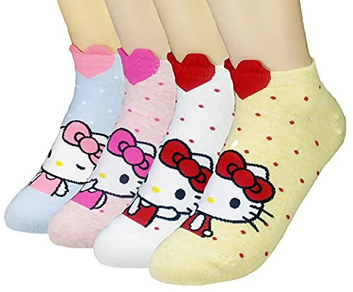 JJMax Women's Hello Kitty Cute Cotton Blend Ankle Socks Set, Lovely Kitty, One Size