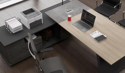 Image of Lakdi The Furniture Co Premium Director L-Shape Table Made in MDF Luxury Modern Office Desk with Made in MDF and Drawers, Shelves, and CPU Storage Space (LDL-584)