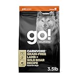 Go! Solutions Carnivore Lamb + Wild Boar Grain-Free Dry Dog Food, Our Highest-Protein Kibble Made with Real Meat, Pumpkin & Probiotics for Good Digestion, for Puppies, Adults & Seniors, 3.5 lb Bag