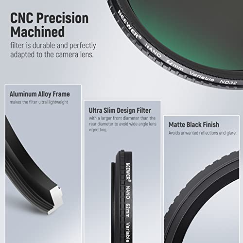 Filtre ND Variable 62mm densité neutre réglable anti-rayures pour objectif - 6