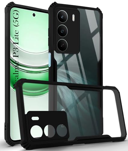 Image of Jkobi Hybrid Back Cover Case for Realme P3 Lite (Shockproof with Polycarbonate Clear Panel | Professional Black)
