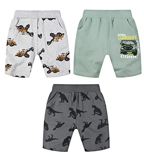 LAUSONS 3er-Pack Shorts für Kinder Sommer Kurze Hosen Jungen Cartoon...